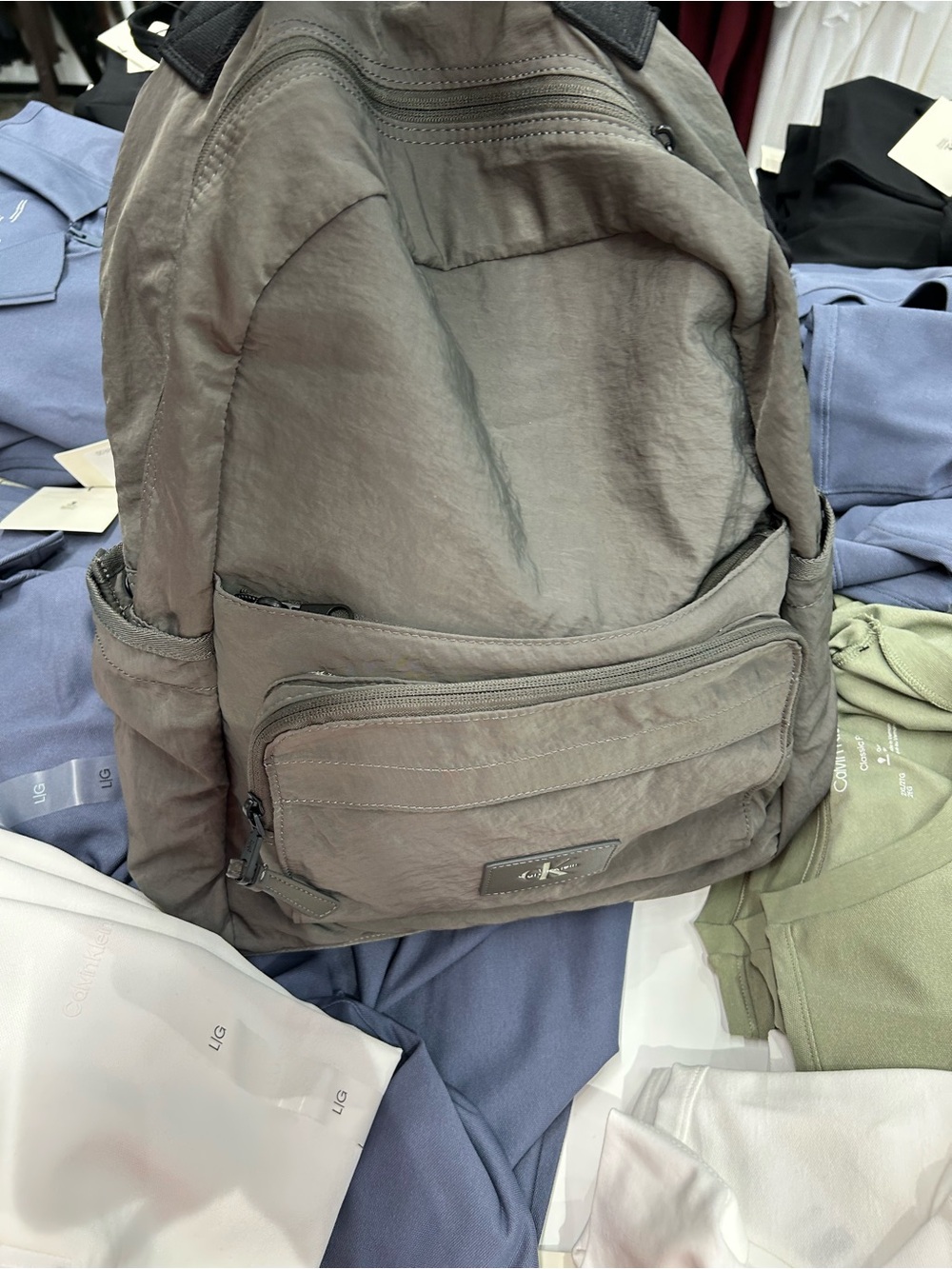 Calvin Klein gray nylon Everyday Backpack with Front Pocket new with tag